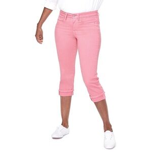 NYDJ Marilyn Crop Capri Jeans Pink Cuffed Cool Embrace Slimming Size 16 Petite
